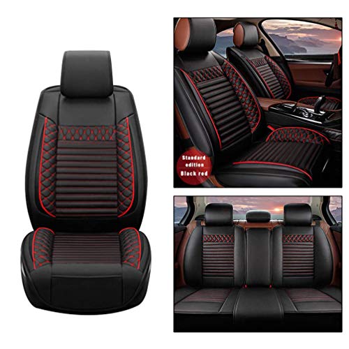 WANLING Fundas para Asientos de Coche para Subaru XV Durable Lujo Cuero Delantero Trasero Fundas Cubierta de Asiento Negro Rojo