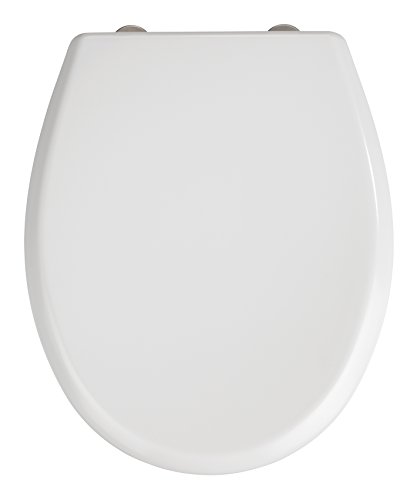 WENKO Tapa de WC Gubbio - Asiento de inodoro antibacteriano, con dispositivo automático de descenso, 300 KG carga, Duroplast, 37 x 44.5 cm, Blanco