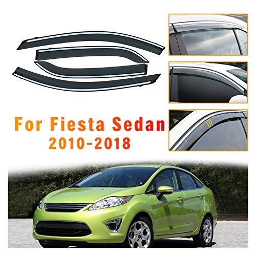 WRDD Ventanillas Viento y Lluvia para Ford Fiesta Sedan 2010 2011 2013 2013 2014-2018Abs Coche Ventana De Humo Sun Visera De Lluvia Deflector Guardia Accesorios De Estilo 4pcs Deflectores Aire