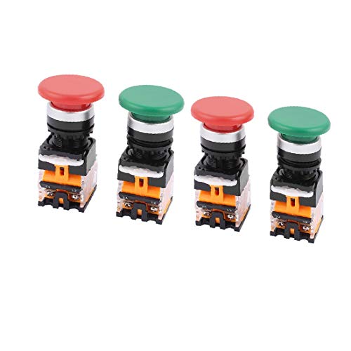 X-DREE 4pcs 660V 10A alto rendimiento NO/NC esencial 4Pin Interruptor de bien hecho botón pulsador verde rojo parada de emergencia(daf-cc-3a-2d0)