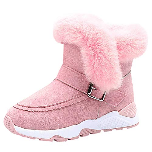 YanHoo Zapatos para niños Botas de Nieve cálidas de Piel de Felpa para niños Botas Cortas Zapatos Niño Piel Rebaño Invierno Botín Zapatos de Nieve cálida Botas Zapatos de otoño e Invierno