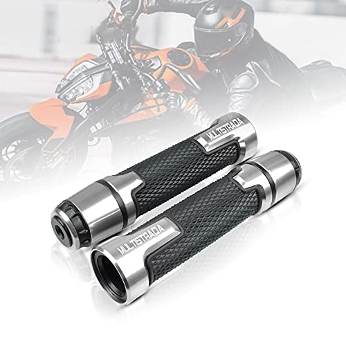 YIEBA 7/8" 22 mm Puños de Manillar de Motocicleta Manillares para Ducati Multistrada 950 950S 1200 1200S 1260 1260S V4 V4S V4S Sport 1260 Enduro (Plata)