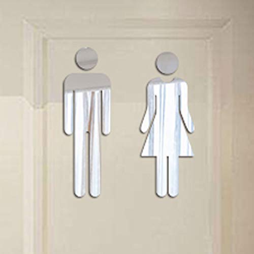 YWLINK Etiqueta De Espejo 3D Divertido WC Puerta De Inodoro SeñAl De Entrada Hombres Mujeres BañO Pared DIY