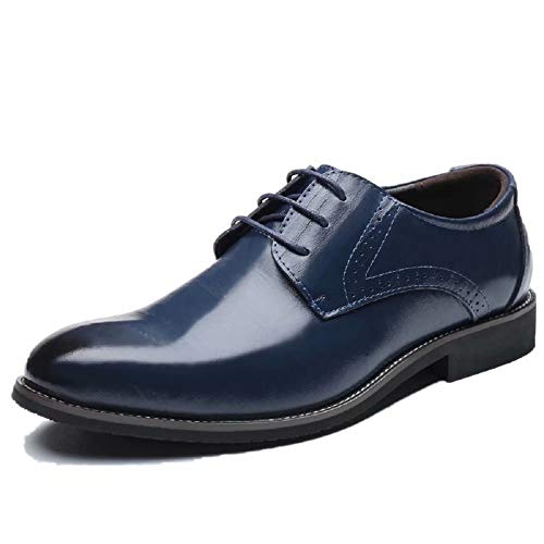 Zapatos Oxford Hombre, Brogue Cuero Boda Negocios Calzado Vestir Cordones Derby Negro Marron Azul Rojo Amarillo 37-48EU BL48