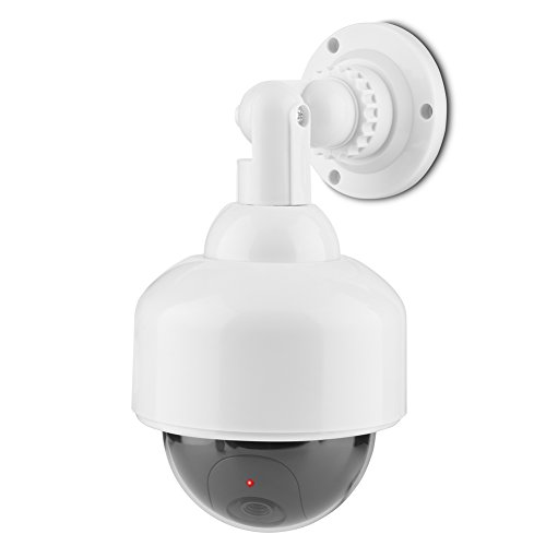 Zerone Fake Security Camera, Dummy Security Camera CCTV Dome Camera Realistic Look with Flashing Red LED Light 360C Rotation and Waterproof Security Surveillance System