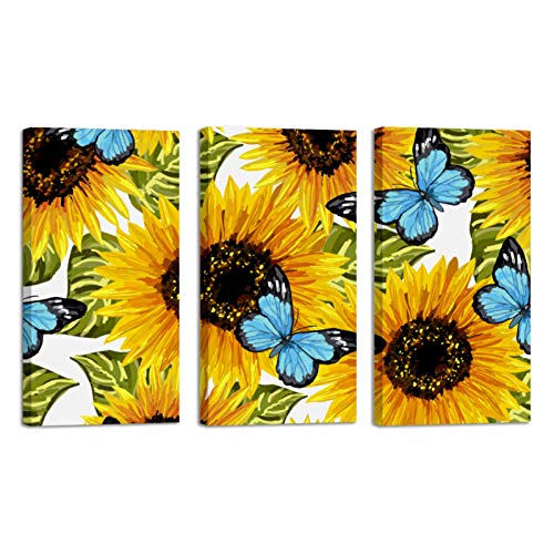 Z&Q DIY Pinturas Imágenes Artes Artesanía Mariposa Girasol Arte de la Pared Pintura al óleo Impresiones en Lienzo para Decoraciones de Pared caseras 60x120cm