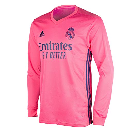 Adidas Real Madrid Temporada 2020/21 Camiseta Manga Larga Segunda Equipación Oficial, Unisex, Rosa, L