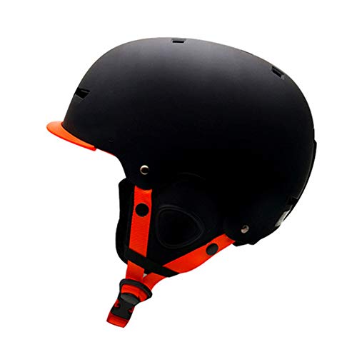 AEF Hombres Mujeres Casco Esquí Casco Snowboard Tamaño Ajustable Adolescente Forro Orejeras Extraíbles Ciclismo Patinaje Patineta Circunferencia: 55-61 Cm,Negro,M