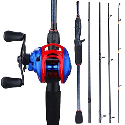 Alberta Caña de Pescar Portátil 5 Sección Pesca del Bastidor RodGear Relación de Baitcasting Carrete de Pesca Set-2.4M y la Mano Izquierda Caña de Pescar telescópica (Size : 1.8M and Left Hand)