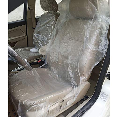 aleawol 100 fundas de asiento de plástico desechables ultragruesas de 20 g, de plástico resistente al agua y al polvo, mantienen tu asiento limpio para el mantenimiento del coche