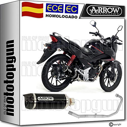 ARROW ESCAPE COMPLETO CATALIZADO Y HOMOLOGADO THUNDER CON FONDO CARBY EN ALUMINIO NEGRO COMPATIBLE CON HONDA CB 125 F 2017 17 2018 18 51517AKN + 51017KZ