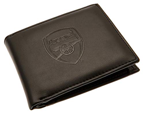 Arsenal F.C. - Cartera de piel auténtica con escudo grabado de EPL en caja de regalo