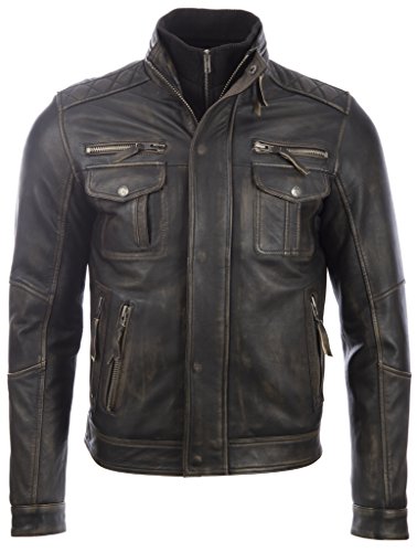 Aviatrix Hombres Especial Vendimia Cuero Autentico Chaqueta De Estilo De Moto (S8T4)