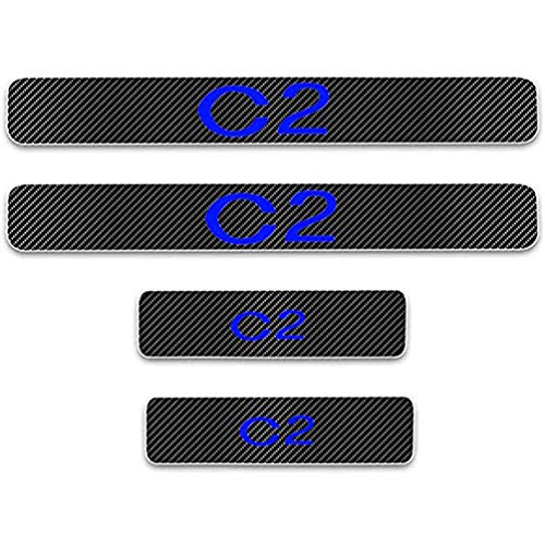 AXYP 4Pcs Faldones Laterales Fibra Carbono, para Citroen C2 Kick Plates Sticker Accesorios, Protector Barra Puerta Umbral AntiarañAzos Pegatina