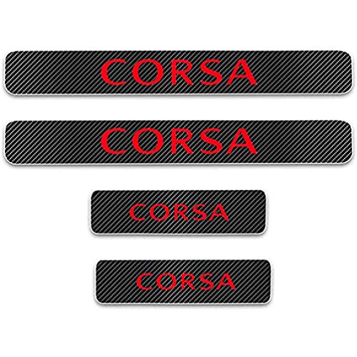 AXYP 4Pcs Faldones Laterales Fibra Carbono, para Opel Corsa Kick Plates Sticker Accesorios, Protector Barra Puerta Umbral AntiarañAzos Pegatina