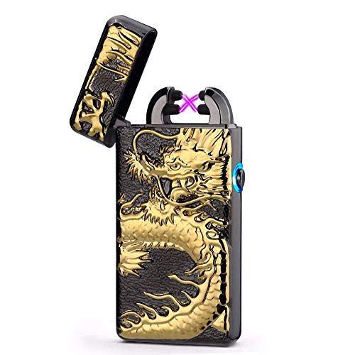 BBLAC 2KEY ®Mechero Usb Electrico Encendedor Lighter Encendedor Eléctrico Doble Encendedor Eagle Lion Scorpion Dragon Recargable por USB