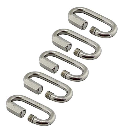 BDZC Gancho Giratorio 5 unids Acero Inoxidable Carabiner Enlace rápido 5 mm 6 mm 7 mm de 8 mm Conector de Cadena para Hamaca Camping y Equipo Exterior Ascensores (Color : Silver, Size : 5mm)