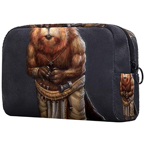 Bolsa de Maquillaje de Viaje portátil,Sr. Crazy Animal ,Bolsa de cosméticos para Mujeres,Bolsa organizadora de Maquillaje con Cremallera de Belleza