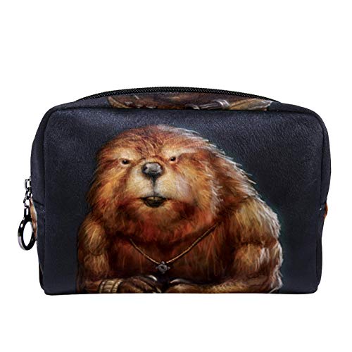 Bolsa de Maquillaje de Viaje portátil,Sr. Crazy Animal ,Bolsa de cosméticos para Mujeres,Bolsa organizadora de Maquillaje con Cremallera de Belleza