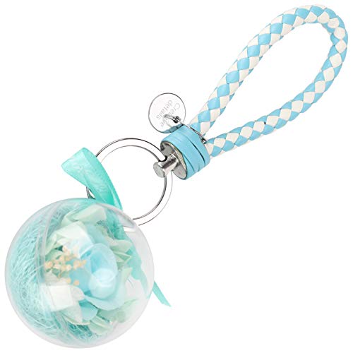 Bolso llavero, hermoso llavero único de flores preservadas, elegantes teléfonos móviles, automóviles para bolsos, accesorios, llaveros(Tiffany blue)