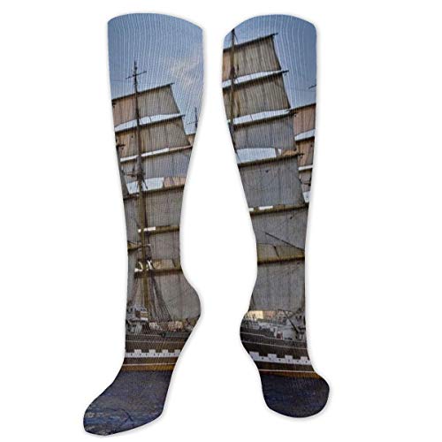 Calcetines de poliéster y algodón por encima de la rodilla, retro, unisex, para muslo, cosplay, botas largas, para deportes, gimnasio, yoga, vehículos, embarcaciones o vela.