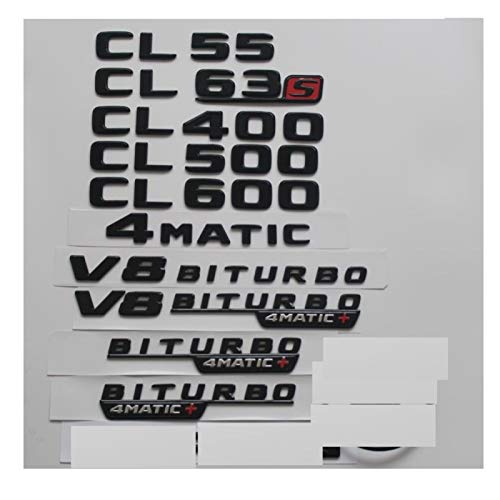 CarWorld Negro Brillante, para Mercedes Benz C215 C216 Coupe CL55 CL63 CL65 AMG CL400 CL500 CL600 4MATIC, Emblema de Insignias de Estrella Trasera de Maletero