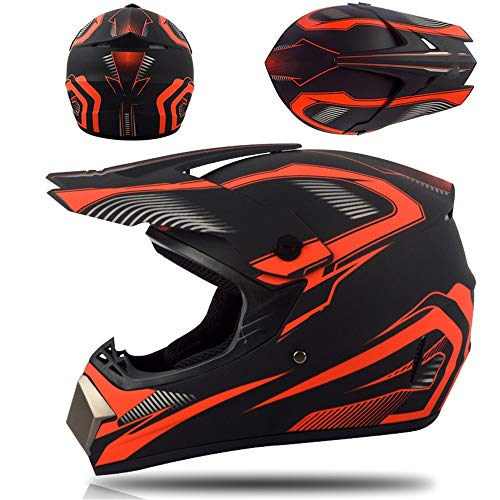 Casco profesional de motocross, ideal para descensos en motos de cross, de cara completa, incluye gafas, guantes y máscara, adecuado para adultos y niños