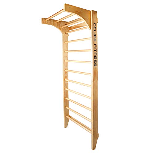 CCLIFE Espaldera Gimnasio espaldera Madera 220/80/57cm Espaldera de Fitness Escalera Gimnasio, Color:Espaldera Madera