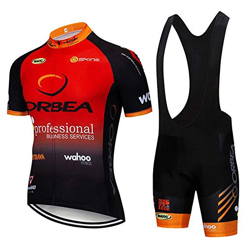 CHHBS Traje Equipacion Ciclismo Hombre Verano con 5D Acolchado De Gel,Traje Ciclismo Hombre Maillot Ciclismo + Pantalon Bicicleta