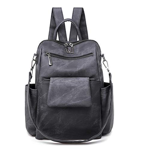 CMZ Mochila para Mujer Moda Color sólido Damas Estilo Universitario Mochila Tendencia Femenina Simple Gran Capacidad Bolso de Cuero de la PU