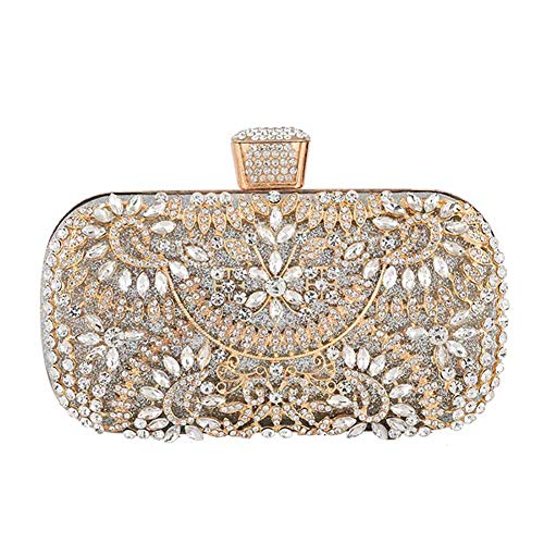 Da.Wa Bolso de Noche Bolso Boda Clutch Bolso de Hombro Modelos Femeninos Flash Diamante Cáscara Dura Embrague Adecuado para la Boda