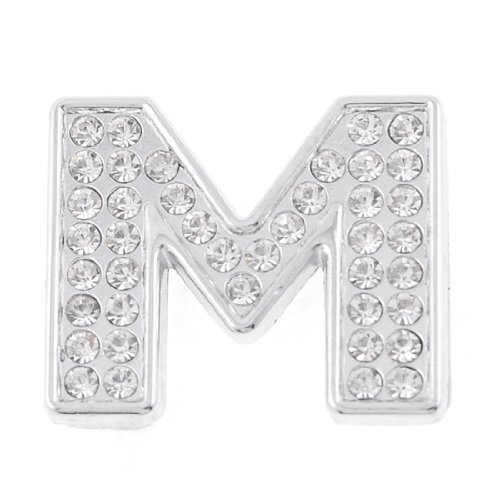 DealMux diamantes de imitación de plata Carta Tone M Forma 3D etiqueta engomada del emblema de la decoración para el coche