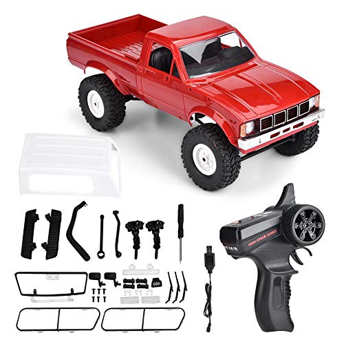 Dilwe Coche Todoterreno RC, 4 Canales 2.4 GHz Control Remoto Cross Country Vehiculo Off Road Camion para Ninos Regalo (Rojo)