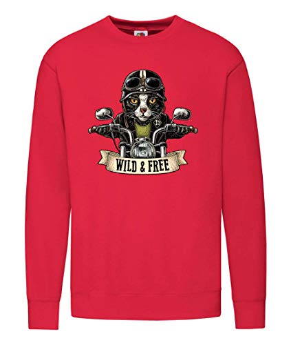 Druckerlebnis24 - Sudadera para mujer, diseño de gato y casco vintage rojo XXL