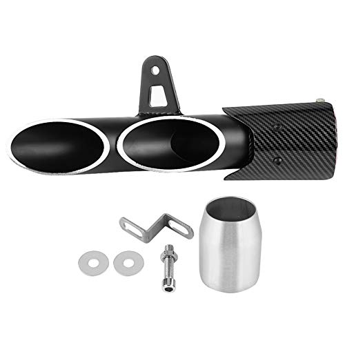 Duokon Silenciador de escape de motocicleta de 51 mm, Deslizamiento de motocicleta negro brillante universal en tubo de escape Tubo de escape trasero Silenciador de escape