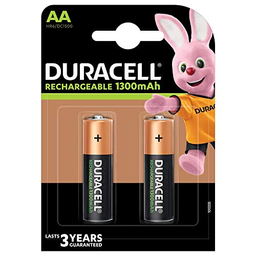 Duracell Stays Charged, AA - Batería/Pila Recargable (AA, 1300 mAh, Universal, Níquel Metal hidruro) Multi