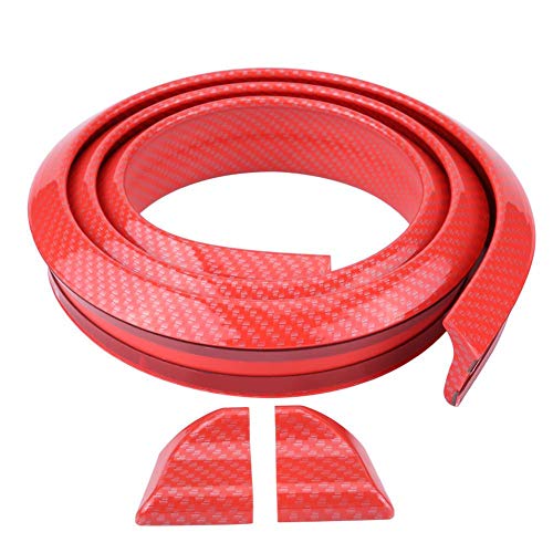 Elerose 1.5 m / 4.9 pies de Fibra de Carbono, Goma suave, Modificación del Coche, Cola de Goma del Alerón sin Perforaciones Universal 3D / ala Superior(Rojo)