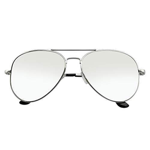 Emblem Eyewear - Aviador Gafas De Sol Vintage Espejo Lente Nuevo Hombres Mujeres Piloto Retro Marco De Moda (Polarizada | Plata)