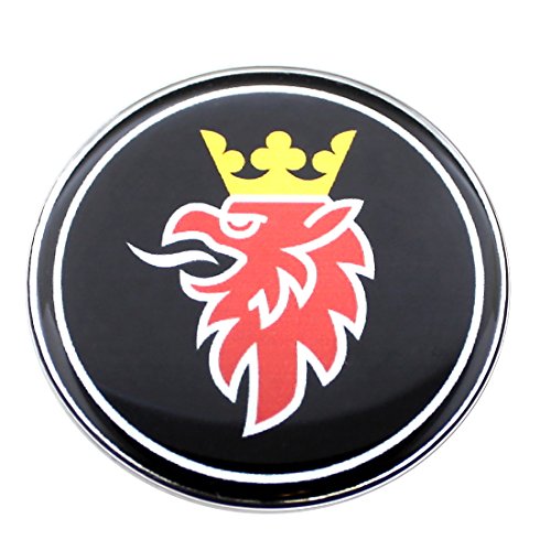 Emblema para volante de 32 mm SAAB, color negro, cromado con diseño de griffin