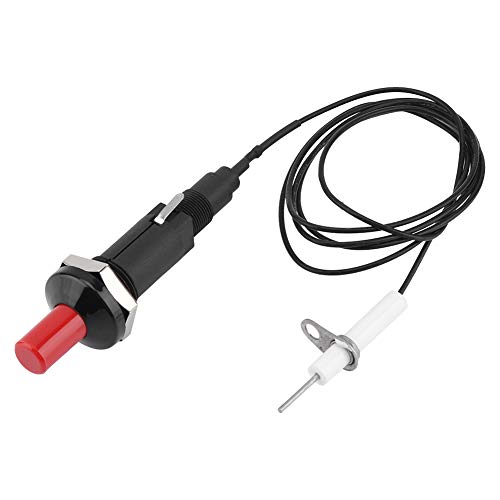 Encendedor piezoeléctrico, encendido por chispa, tipo de encendedor de botón pulsador de propano 1 salida 2 con cable de resistencia de electrodo para parrilla, camping, chimenea, gas, estufa, horno,