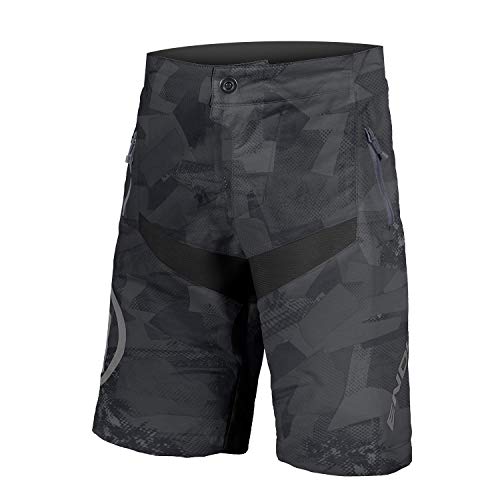 Endura Pantalones cortos de ciclismo para niños MT500JR con forro de camuflaje negro, tamaño mediano