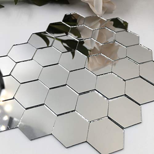 Espejo de mosaico hexagonal de 2,54 cm para manualidades, 100 unidades