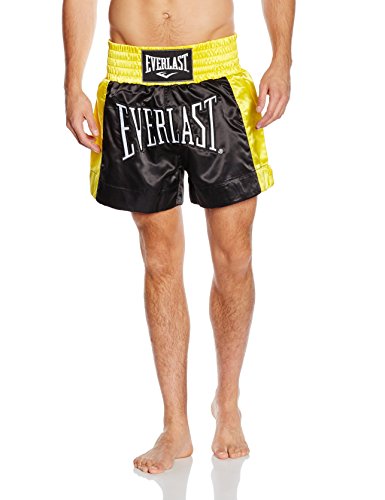 Everlast de Boxeo Pantalón de Thai Boxing, Unisex, Negro/Dorado, XL