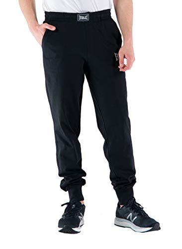 Everlast Pantalón de chándal para hombre, deportivo, de algodón, no afelpado, color negro Negro XL