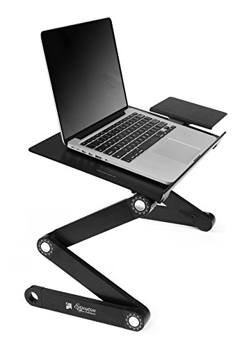 Executive Office Solutions - Soluciones de Oficina Ejecutiva Portátil Portátil de Aluminio Ajustable Mesa / Soporte / Mesa Ventilado con Ventiladores de CPU Soporte de Lado Montaje-Notebook-Macbook-Light Peso Ergonómico TV Bandeja de Veces Bandeja Stand U