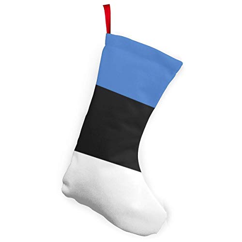 Feliz Navidad Medias Calcetines Bandera de Estonia Decoración navideña, para árbol de Renos Adornos Familiares Vacaciones Santa Cl