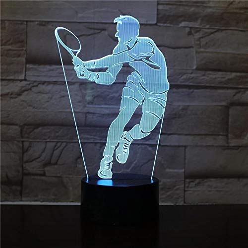 Figura De Jugador De Tenis, Lámpara Led 3D Remota, Luz Nocturna, Luz De Noche Decorativa Para Habitación De Oficina En Casa, Lámpara De Mesa De Regalo De Cumpleaños Para Niños, Lámpara 1pc