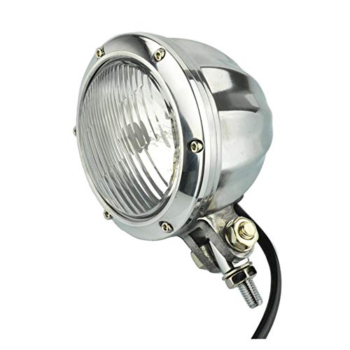 flygogo Faro Retro Vintage Cafe Cape Racer Silver H4 Faro de 4.5"Faro para la luz Delantera de Harley Bobber Footlight (Color : Chrome Clear Lens)