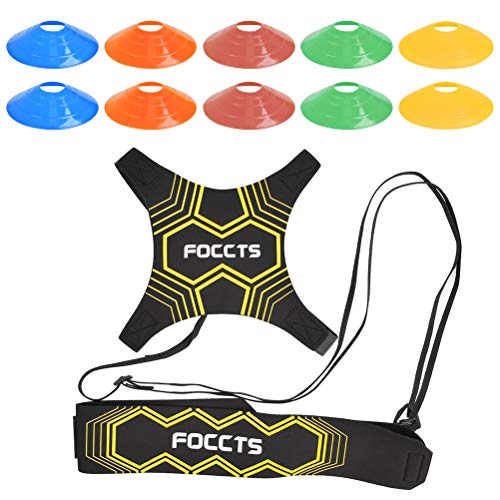 FOCCTS Equipo de Entrenamiento de Fútbol con 10pcs Conos de Fútbol para Niños y Adultos de Fútbol, Rugby, Hockey