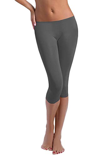 FUNGO Leggings Mujer 3/4 Pantalones de Yoga Deportivas Leggins Para Mujer F34 (46, Grafito)